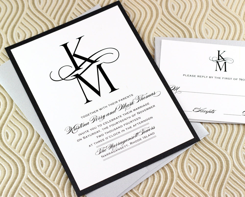 Printable Wedding Invitation Monogram Wedding Invitation Digital File for Self-Print