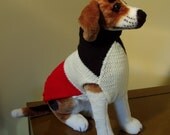 Dog Sweater SALE Hand Knit  Red White Black Medium 15 inches long Wool
