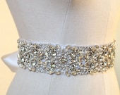 Bridal beaded swarovski couture crystal & pearl luxury  wedding sash/belt.  MAGNIFICAT