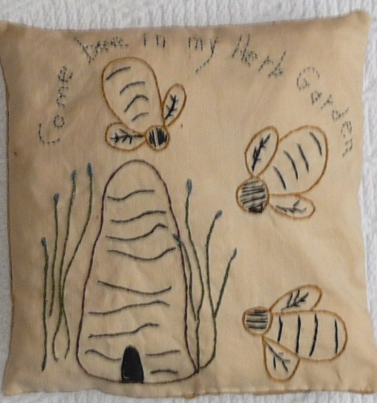 Hand Embroidered Garden Pillow