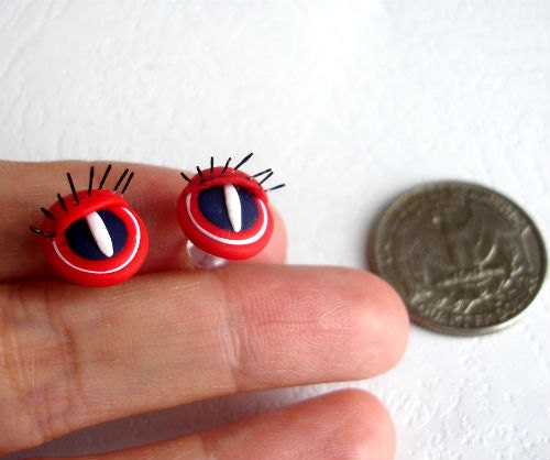 GUO GUO'S- Handmade polymer clay Eyes Earrings Post/Ear Stud, Made to order