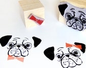 2 rubber stamps - PUG & RIBBON