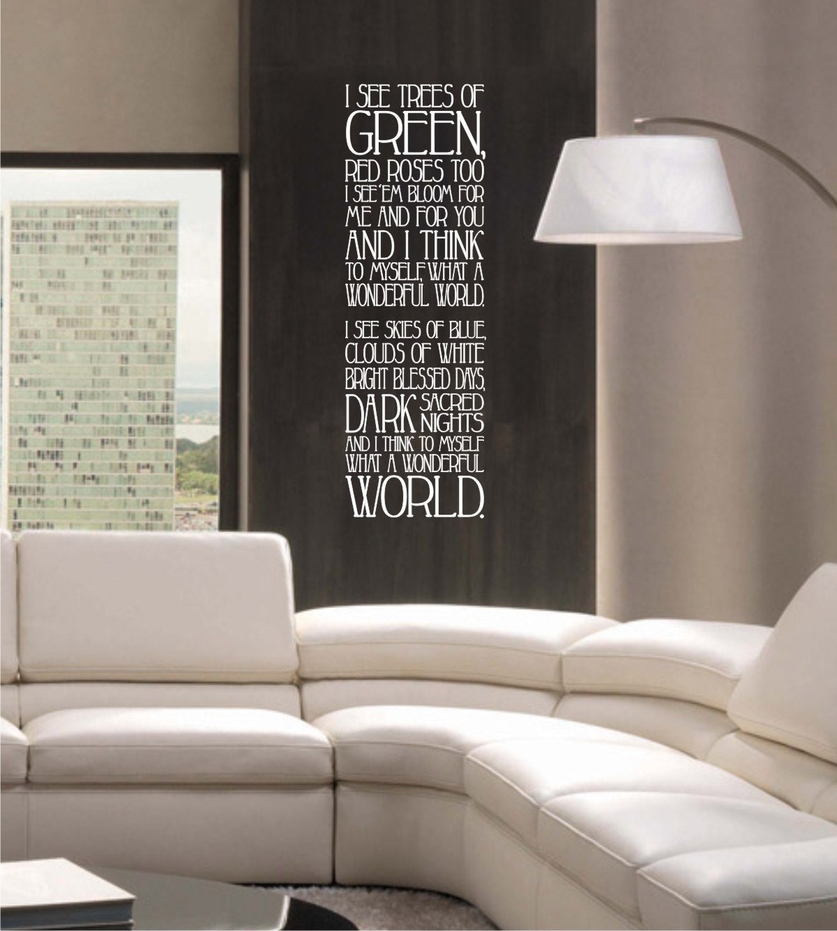 WHAT A WONDERFUL WORLD  vinyl decal - 35.25" X 10.5"- wall monogram phrase decal quote - vinyl wall art