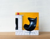 Egg Chair Midcentury Modern Art Block - black egg chair