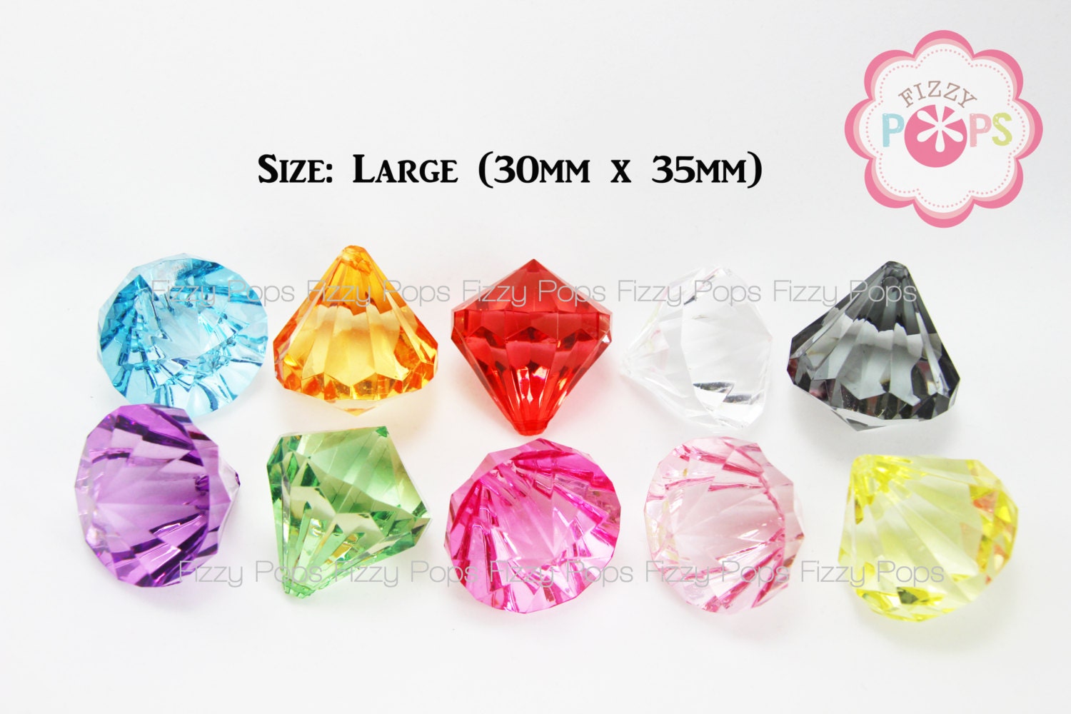 10 Bling DIAMOND Pendants LARGE Chunky Bead Acrylic Drop Centers