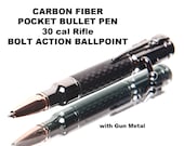 Small bullet pen, mini size 4 inches long, fits in your pocket, gift for a man, bolt action
