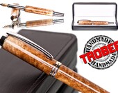 Black ash burl wood fountain pen. Unique gift and custom designed for fine writing retro style