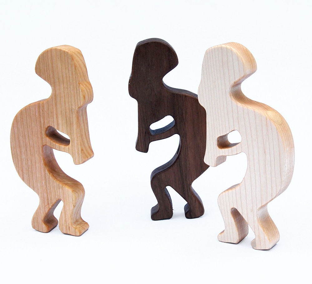 Kokopelli Rattle, Wood Rattle, organic baby toy
