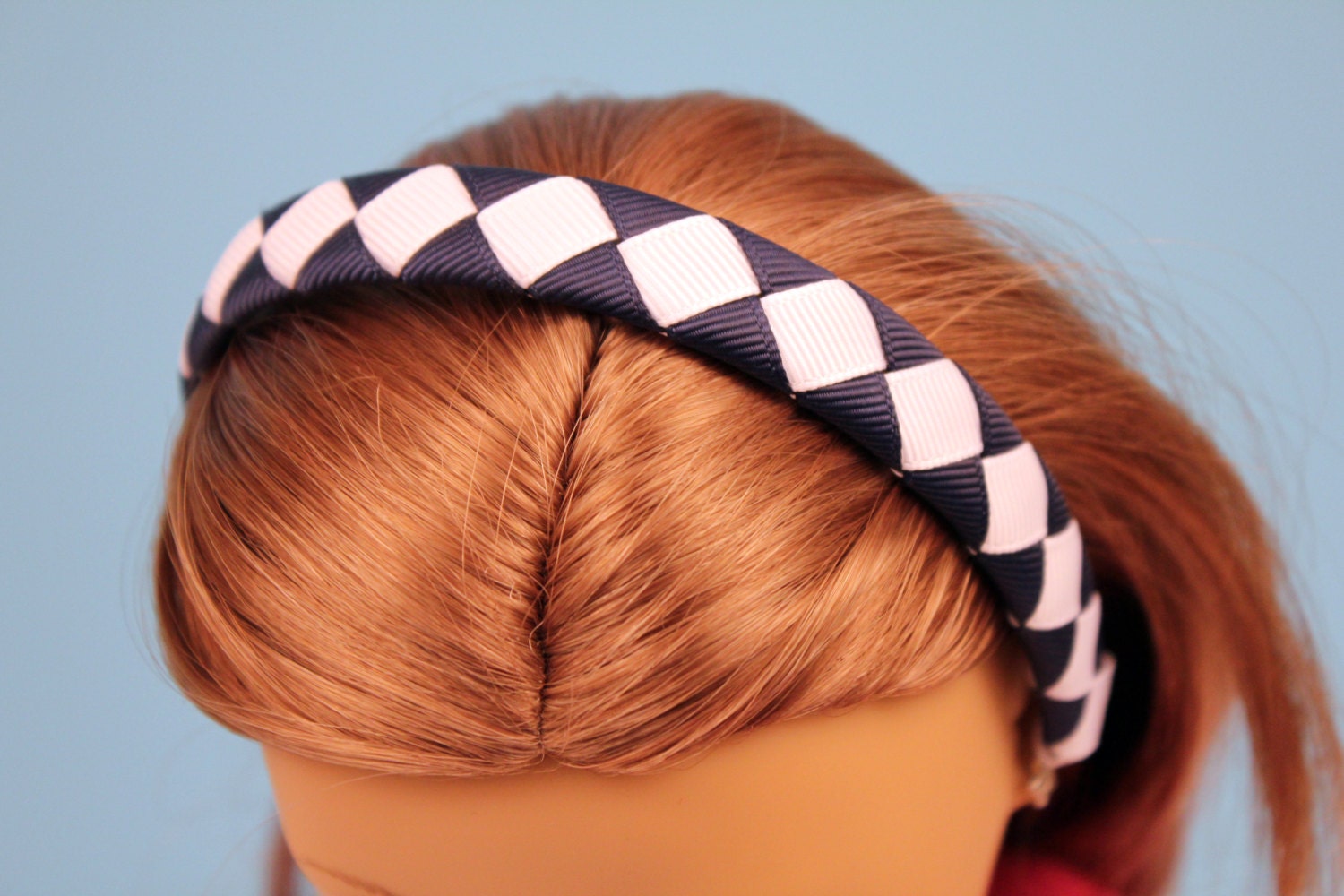 Doll Headband-Navy and White