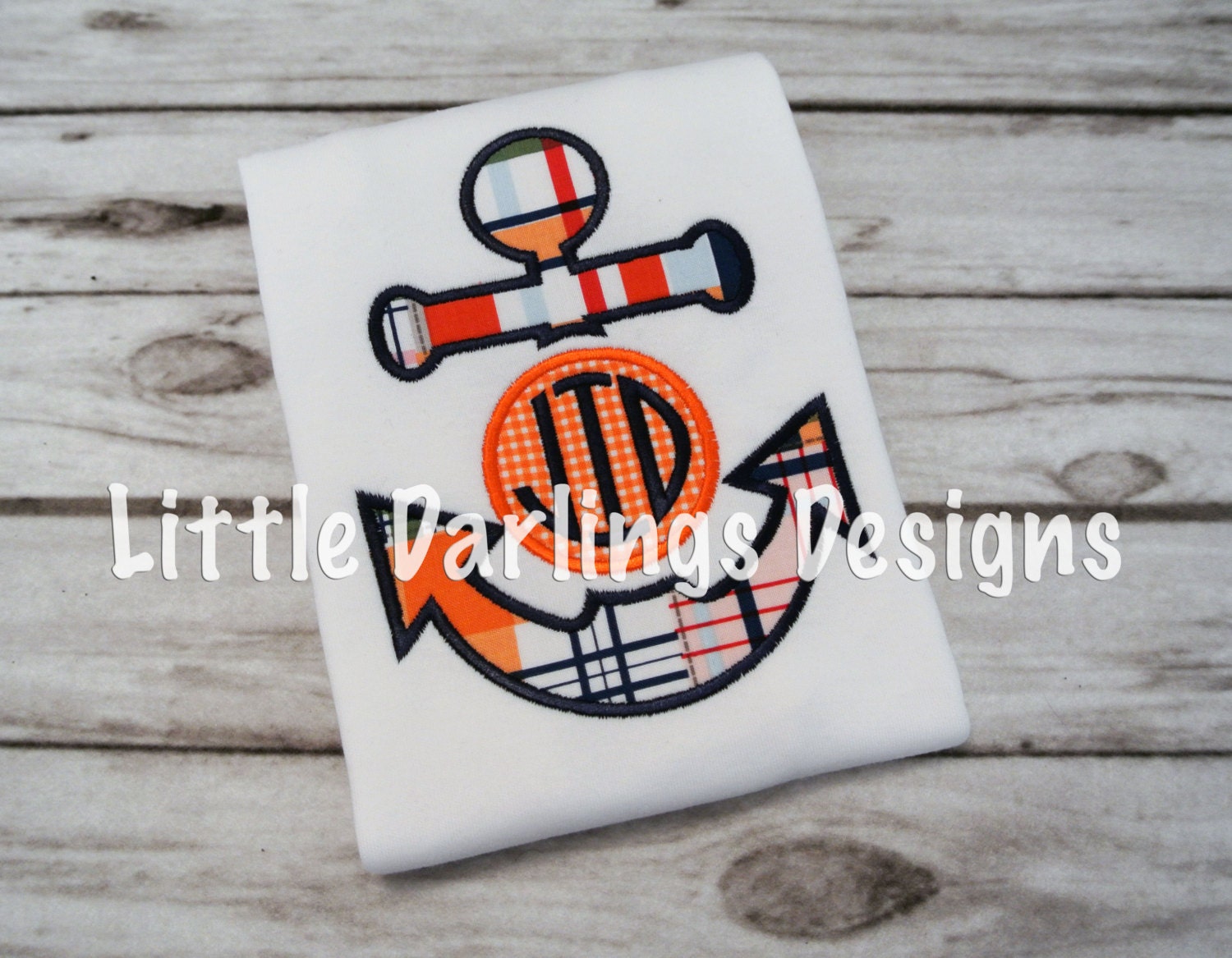 Cute Boys Madras Anchor Appliqued and Monogrammed Shirt