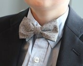 Boys Bow tie in Charcoal Wedding Damask - Clip on - ring bearer attire