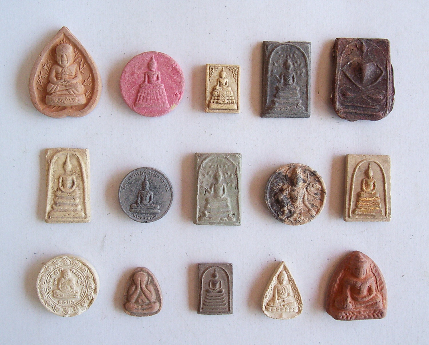 15 Thai Buddhist Buddha Clay Amulet Tablets