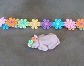 Handmade Infant Baby Girl Doll Miniature With Matching Multi Flower Headband for display or decoration, cake topper or photography prop