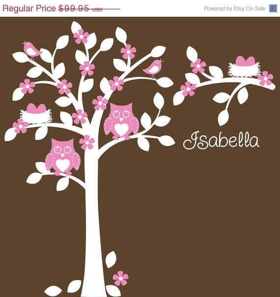 MEMORIAL DAY SALE Personalized Owl Nursery Decal Owl Decor Art Decorations Baby Girl Theme