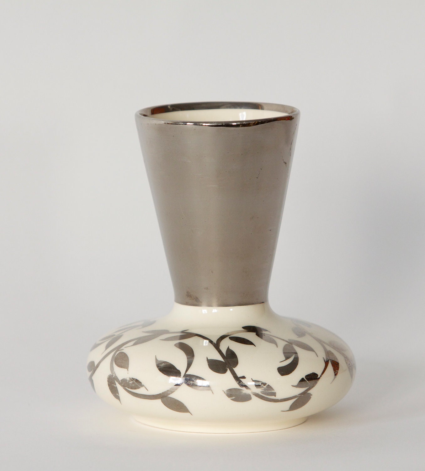 Vintage Myott Staffordshire Small Silver Lustre  Bud Vase - Hand Painted - Made in England - Art Deco - Rare 40s