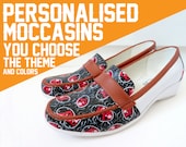 Personalised Moccasins- You choose a design - Range of sizes available