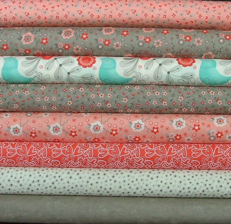 Fat Quarter Bundle of Flirt in Pink & Gray by Sandy Gervais for Moda