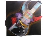 Abstract 3D Guitar Music Original painting 36 x 36 - Unplugged No. 3 - Skye Taylor