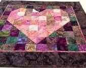 Art Quilt Patchwork Heart Wall Hanging Table Topper Romantic Gift