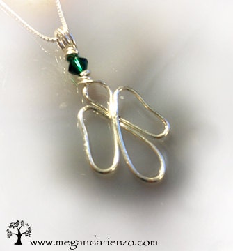 Angel Necklace,, May Birthstone Necklace, Emerald Green