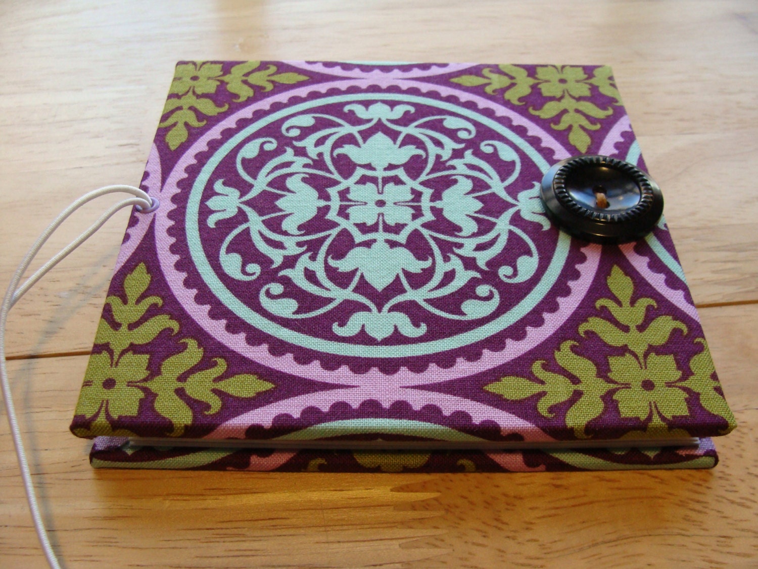 Deep Purple Accordion Album/ mini photo scrap book in Ironwork fabric