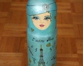 Paris Love Matryoshka Turquoise Wine Case for Wine Bottle