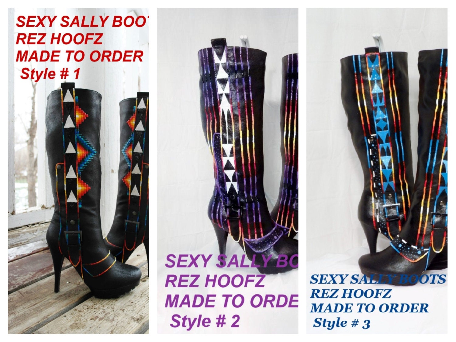 Size 6  Hand Painted RH Boots made to order