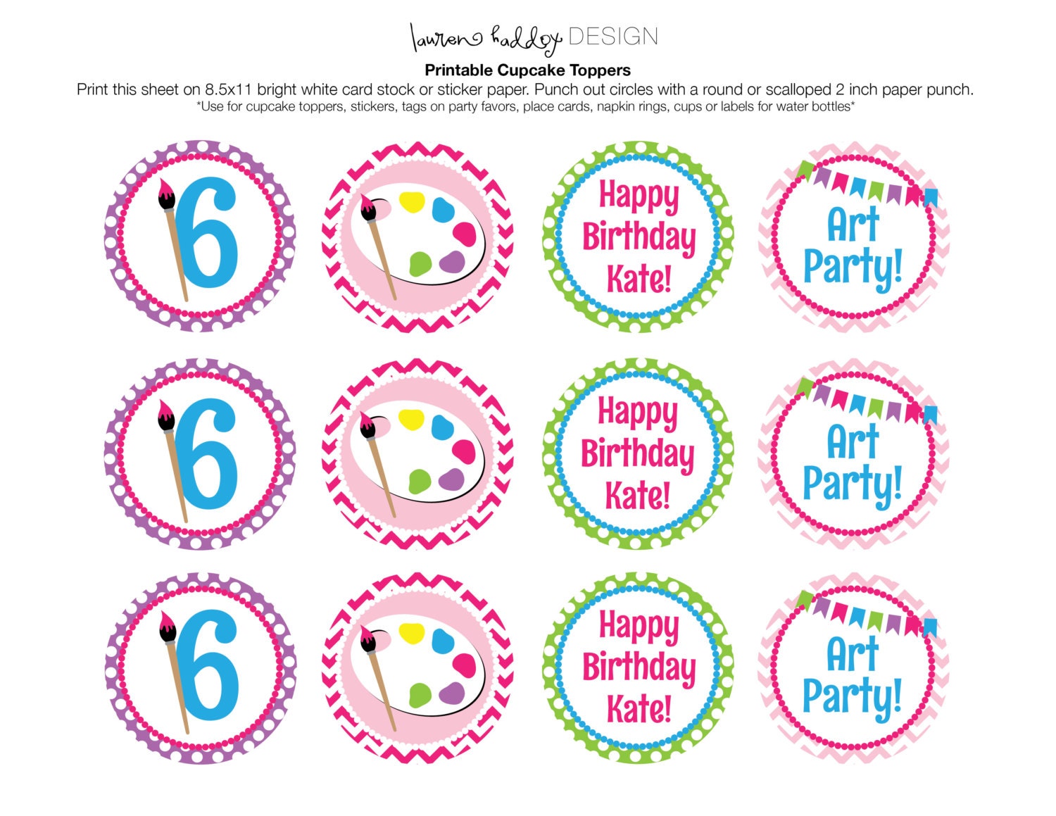 DIY, Chevron Paint Birthday CUPCAKE TOPPERS Il_570xn