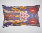 Uzbek ikat, adras pillowcase, silk pillow