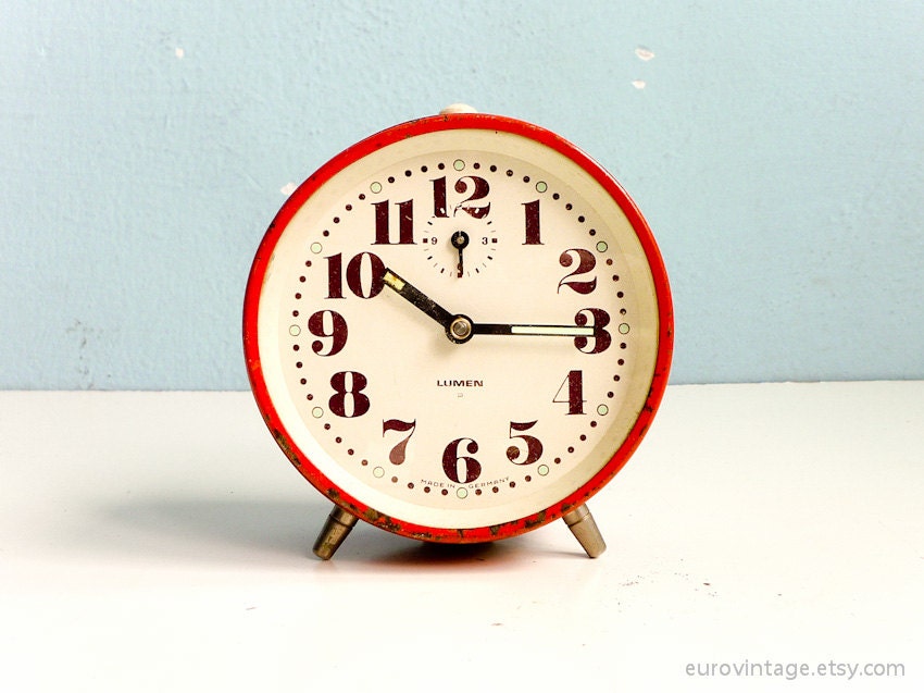Vintage Orange Alarm Clock Manual / Mechanical Alarm Clock