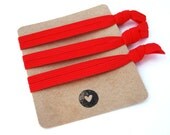 Knotted Elastic Hair Ties Valentines Day Red Pony Tail Holders Wrist Tie Bracelets Fashion LoveandCherish