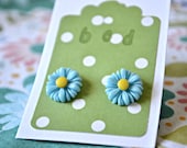 Bright Blue Daisy Earrings