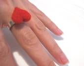 Red Heart ... Felt Ring, Eco Friendly, Handmade, Valentines day