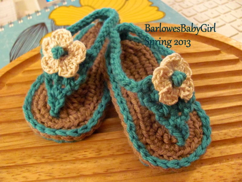 Buggs - Crochet Teal Baby Flip Flop Sandals - Pick Your Color