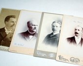 Antique Cabinet Card Photographs - Four Men with Mustaches