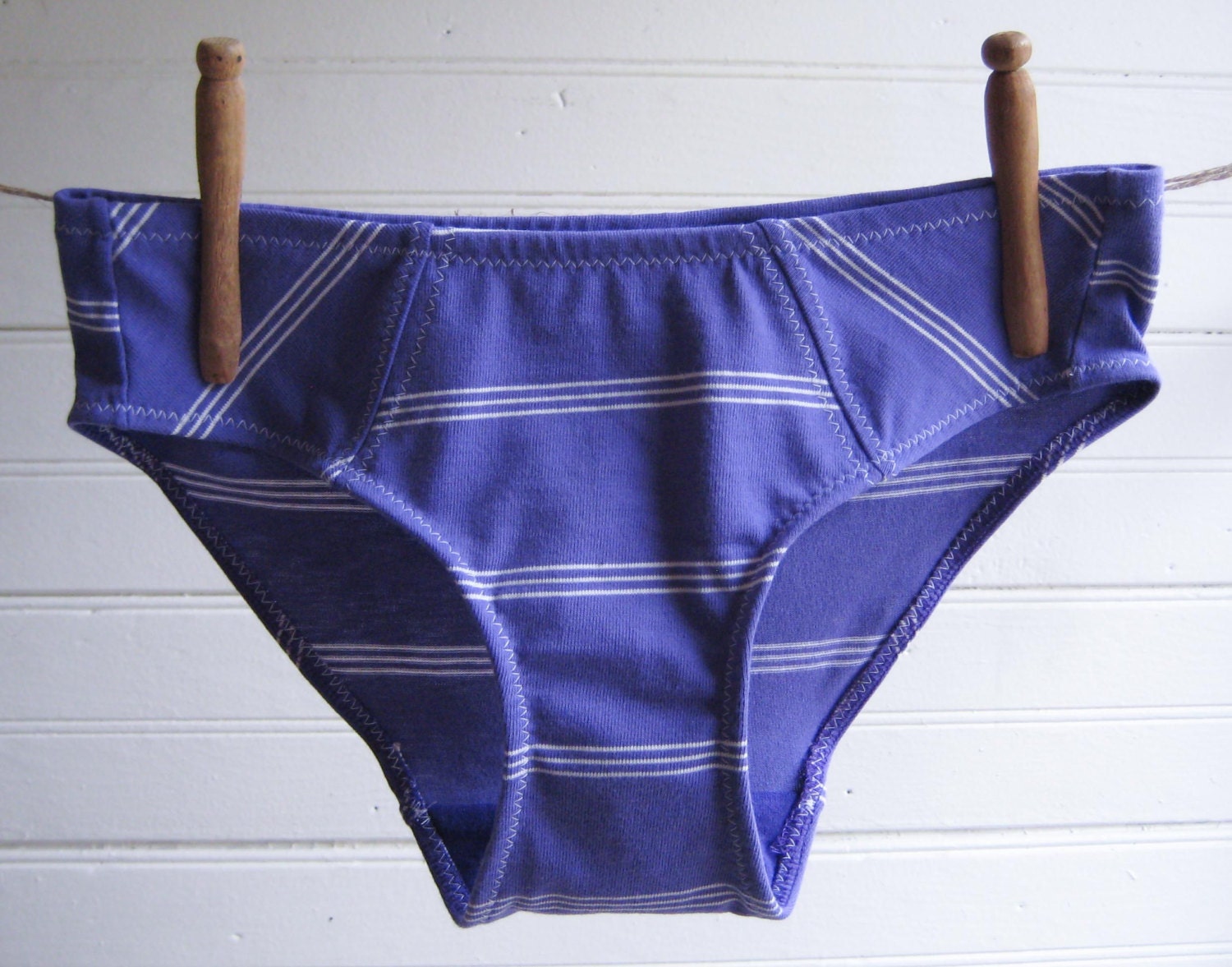 Purple Striped Boy-Cut Underwear - Recycled Cotton - Women's 0 - Ready to Ship
