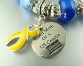 PROUD MOM Of a  US Coastie Military Stretch European bead Lampwork Charm Bracelets