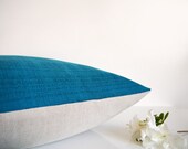 Teal pillow: throw pillow in teal blue luxury Italian linen, modern home decor cushion