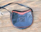 1980s BLACK and BROWN Jordache Shoulder Purse.....retro accessories. urban. boho. hippie. hipster. black. 80s purse. handbag