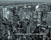 Manhattan at Night - New York City in Black and White 8x10 Fine Art Print