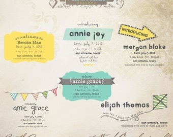INSTANT DOWNLOAD - Birth Announcement Words Overlays vol.4