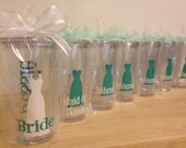 Quantity 4 Bridal Party gift Personalized acrylic tumbler 16oz w/ lid and straw - Bridesmaid, bride, Flower girl dress, name or monogram