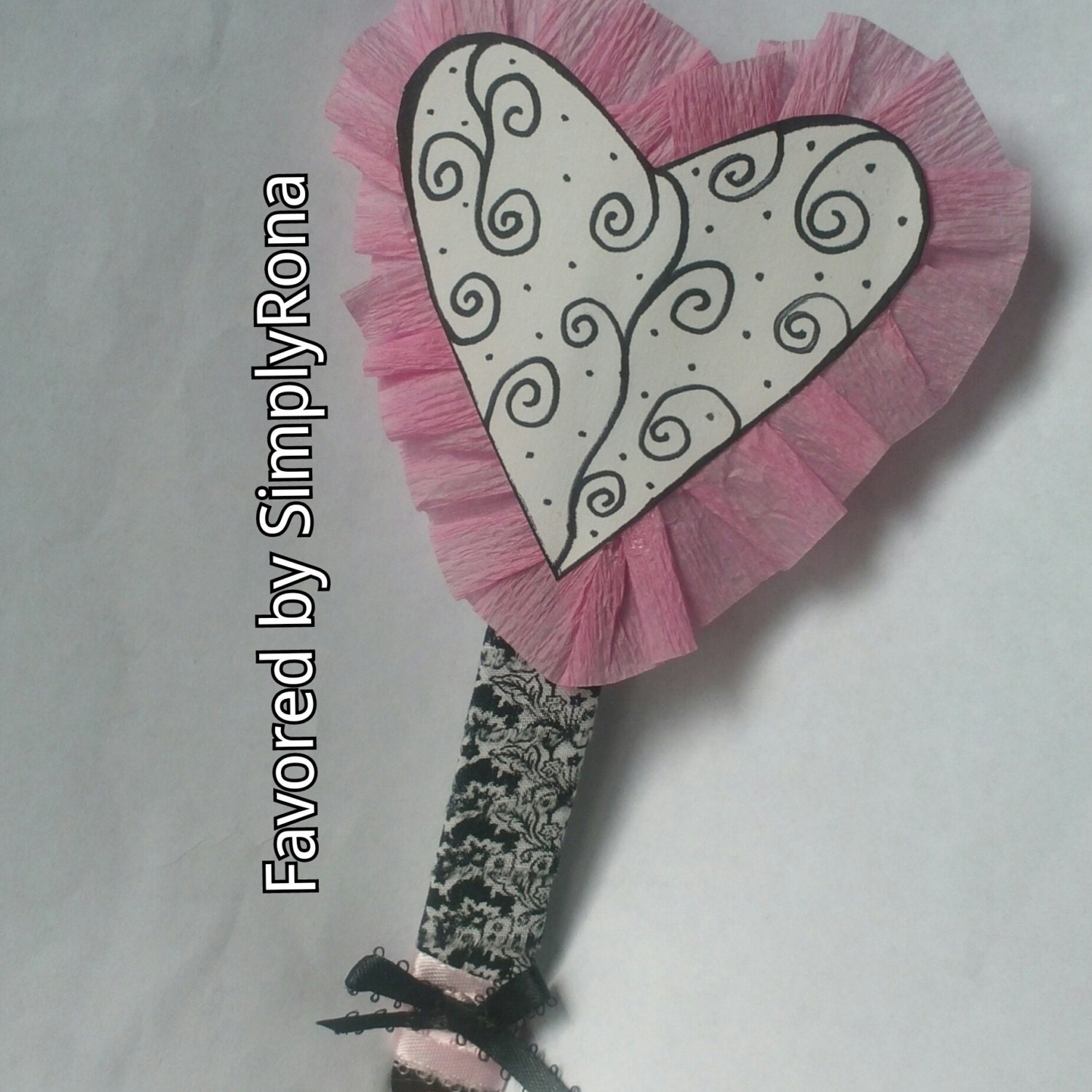Pink, Black and White Heart Bookmark