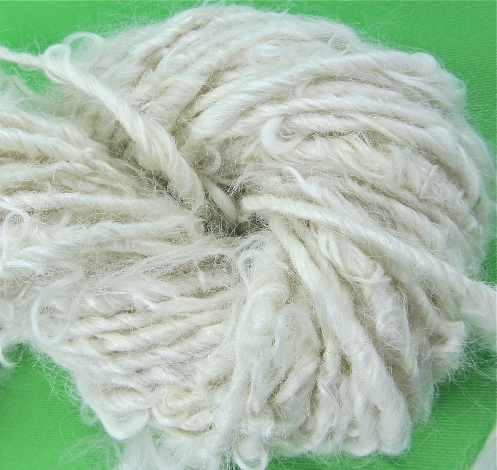 Handspun Suri Alpaca Super White and Shaggy