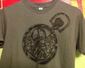 men's charcoal gray pocket watch screen printed organic cotton t shirt choose size