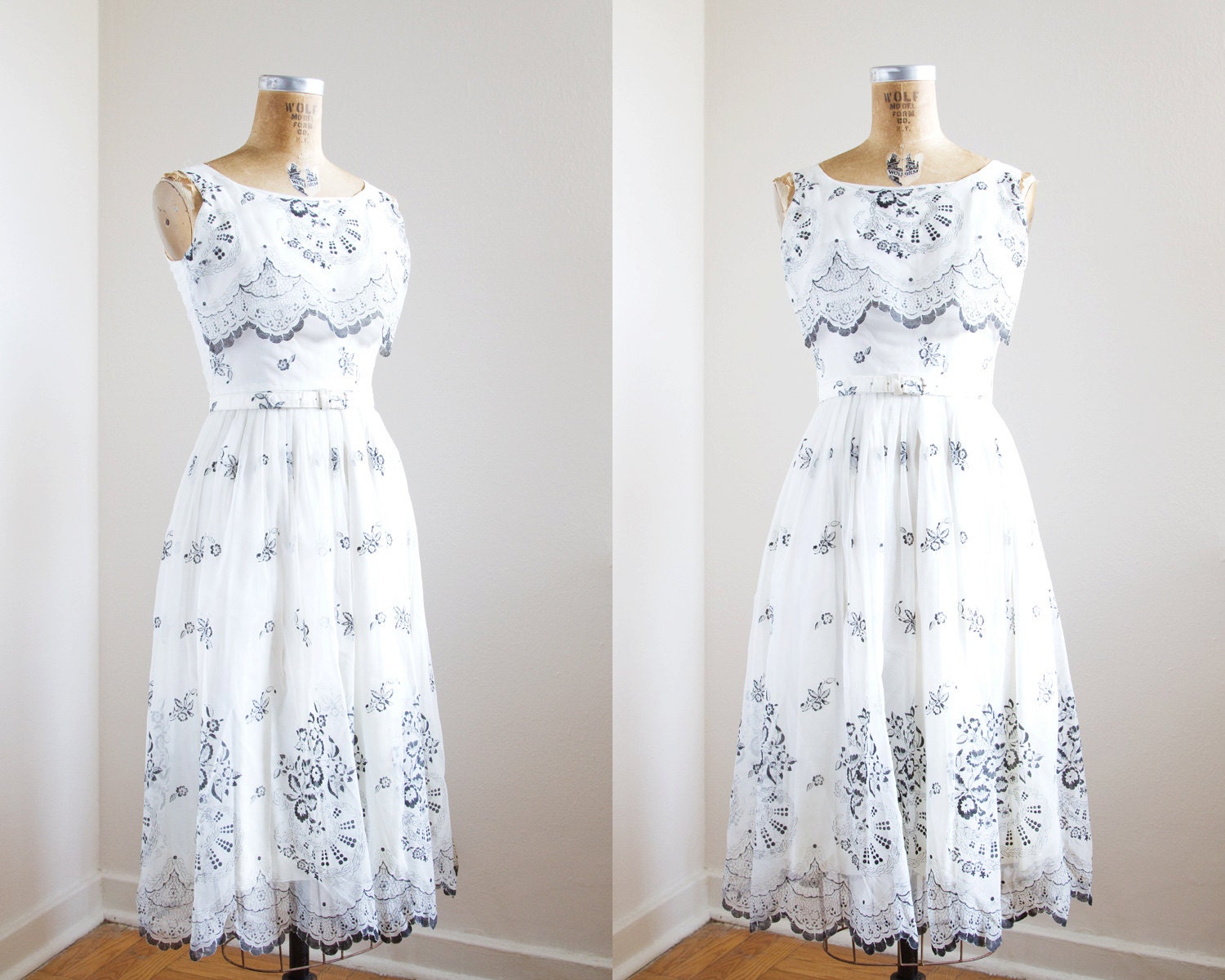 RESERVED 1950s Dress - 50s Dress - Black And White Party Dress
