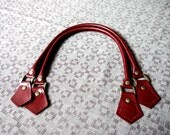 Red Real Leather Bag Handles Straps Length 23 inches