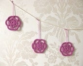 Crochet Bunting Garland - wall decor - floral banner crochet violet flowers wall hanging for parties, baby room, spring and summer