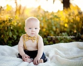 Vintage Yellow and Grey Bowtie and Suspender Set, Bowtie and Suspender set for newborn, toddler and boys