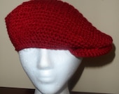Cranberry Unisex Newsboy Crochet Ivy Cap - ready to ship